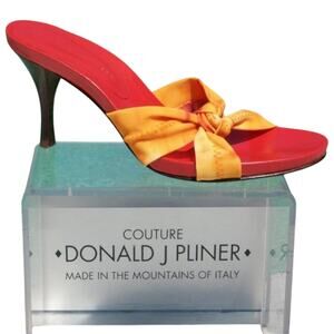 Donald Pliner Orange Tie Dye Mesh Elastic Leather Strappy Shoe Sandal $225 NIB